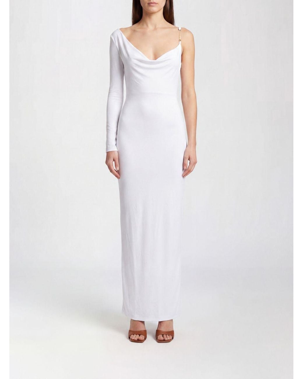 Elisabetta Franchi White Jersey One Shoulder Dress