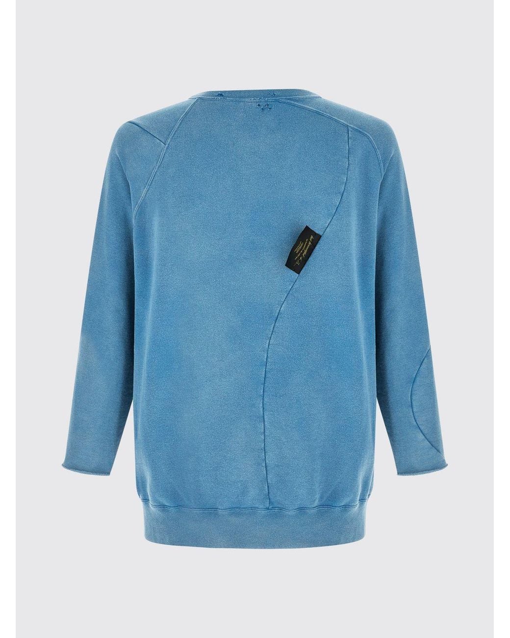Undercover Blue Relaxed Fit Cotton Crewneck Jumper With Slogan Print for men