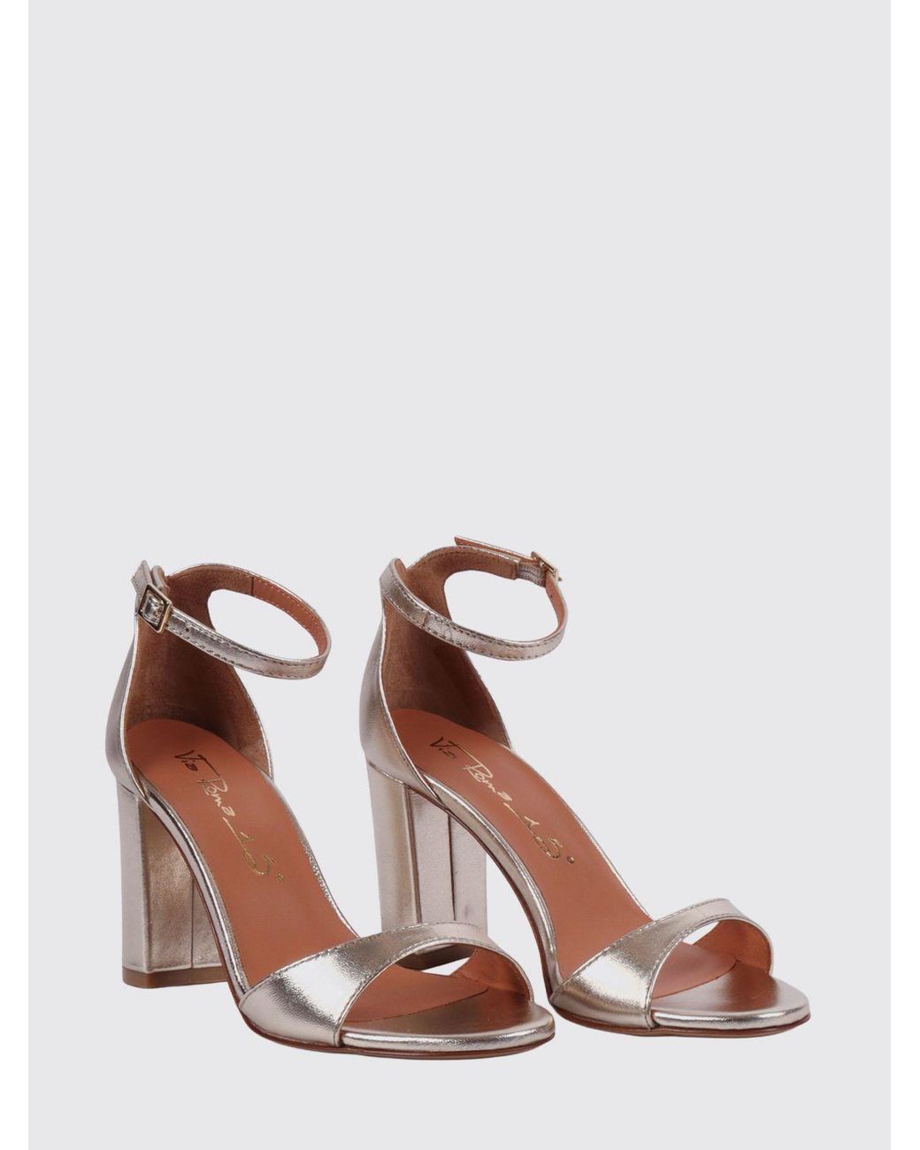 Via Roma 15 Pink Laminated Leather Sandals