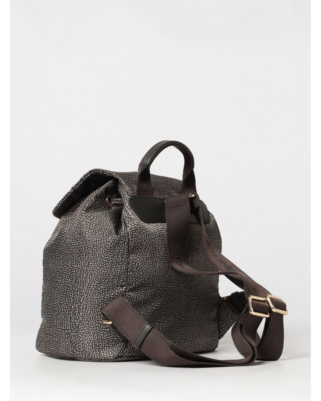 Borbonese Gray Polka Dot Recycled Nylon Backpack With Drawstring Closure