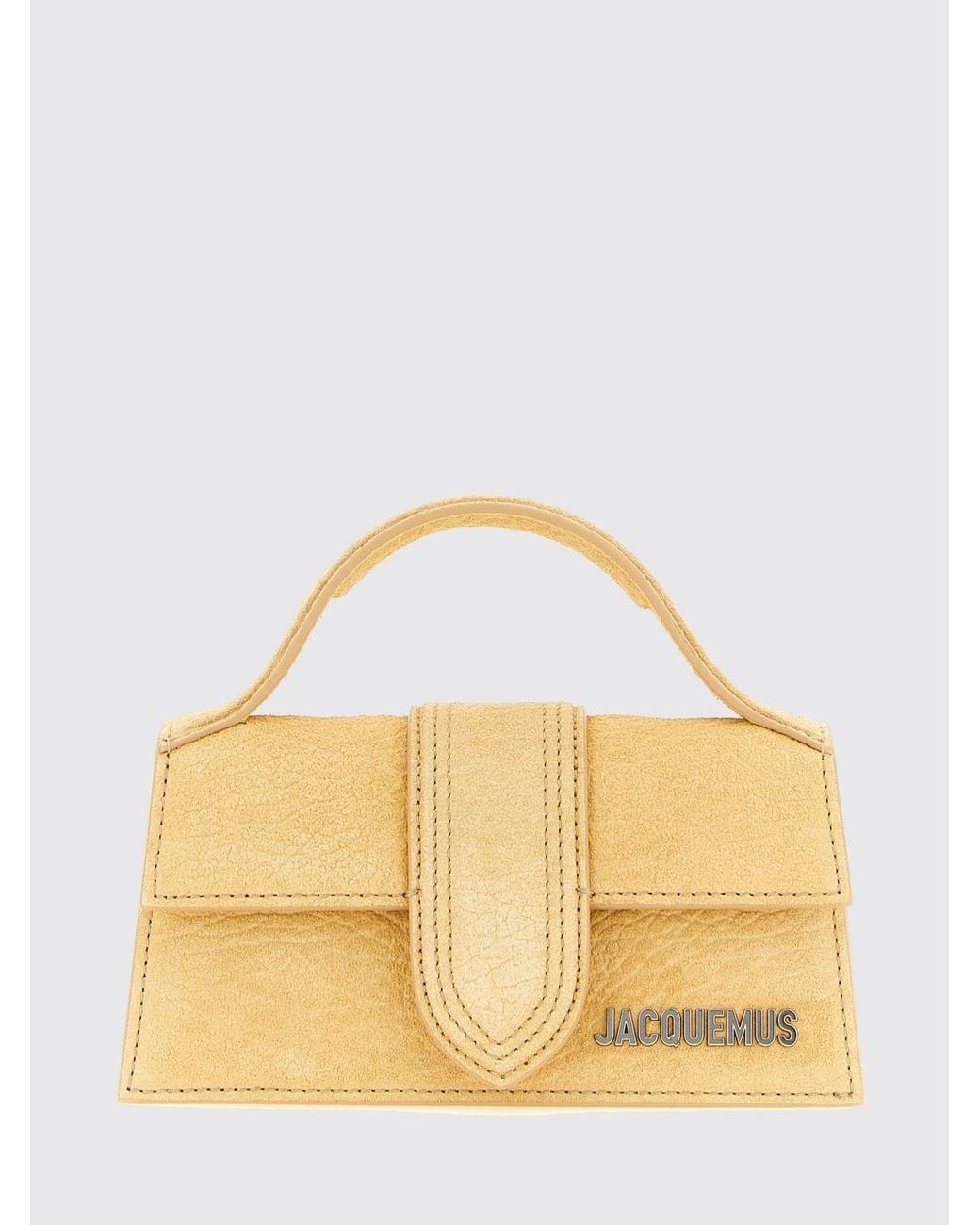 Jacquemus Natural Le Bambino Leather Mini Bag With Metallic Lettering Logo