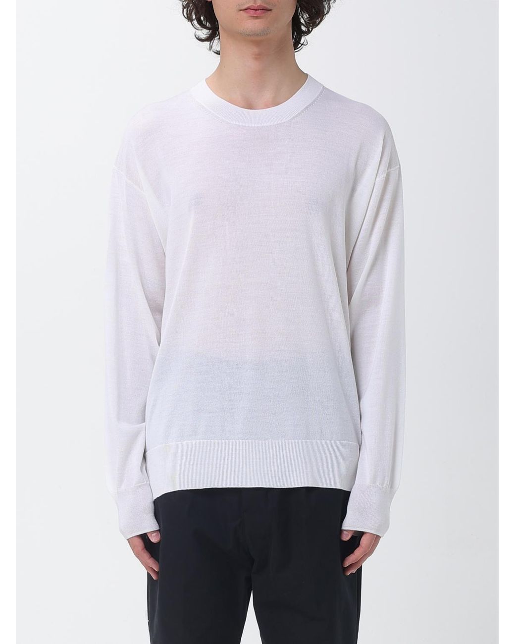 AMI White Cotton Crewneck Pullover for men