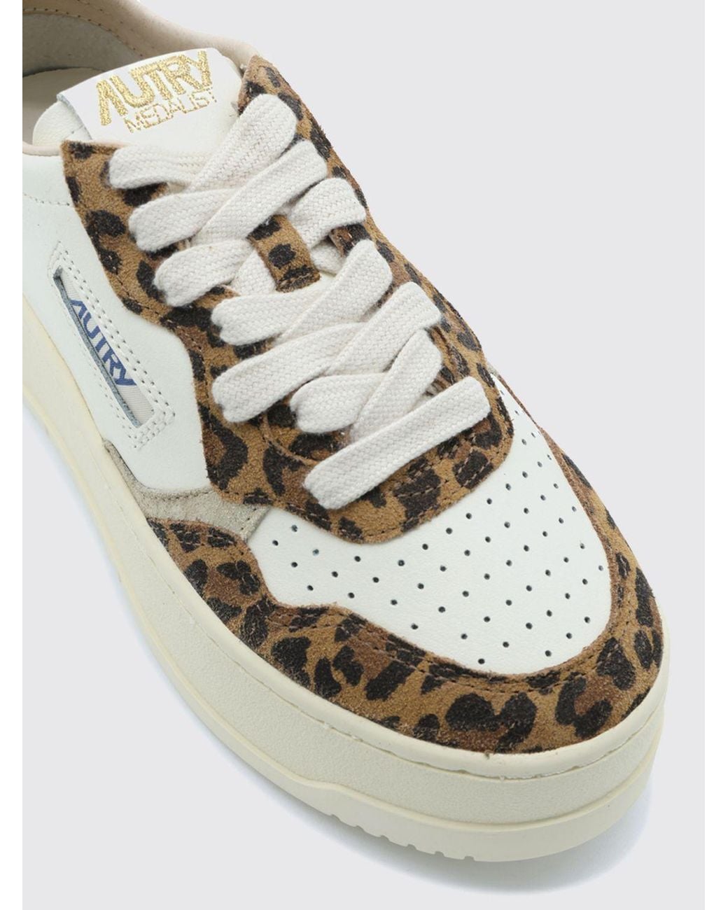 Autry Natural Medalist Platform Low Animal-Print Pony Hair And Leather Platform Trainers