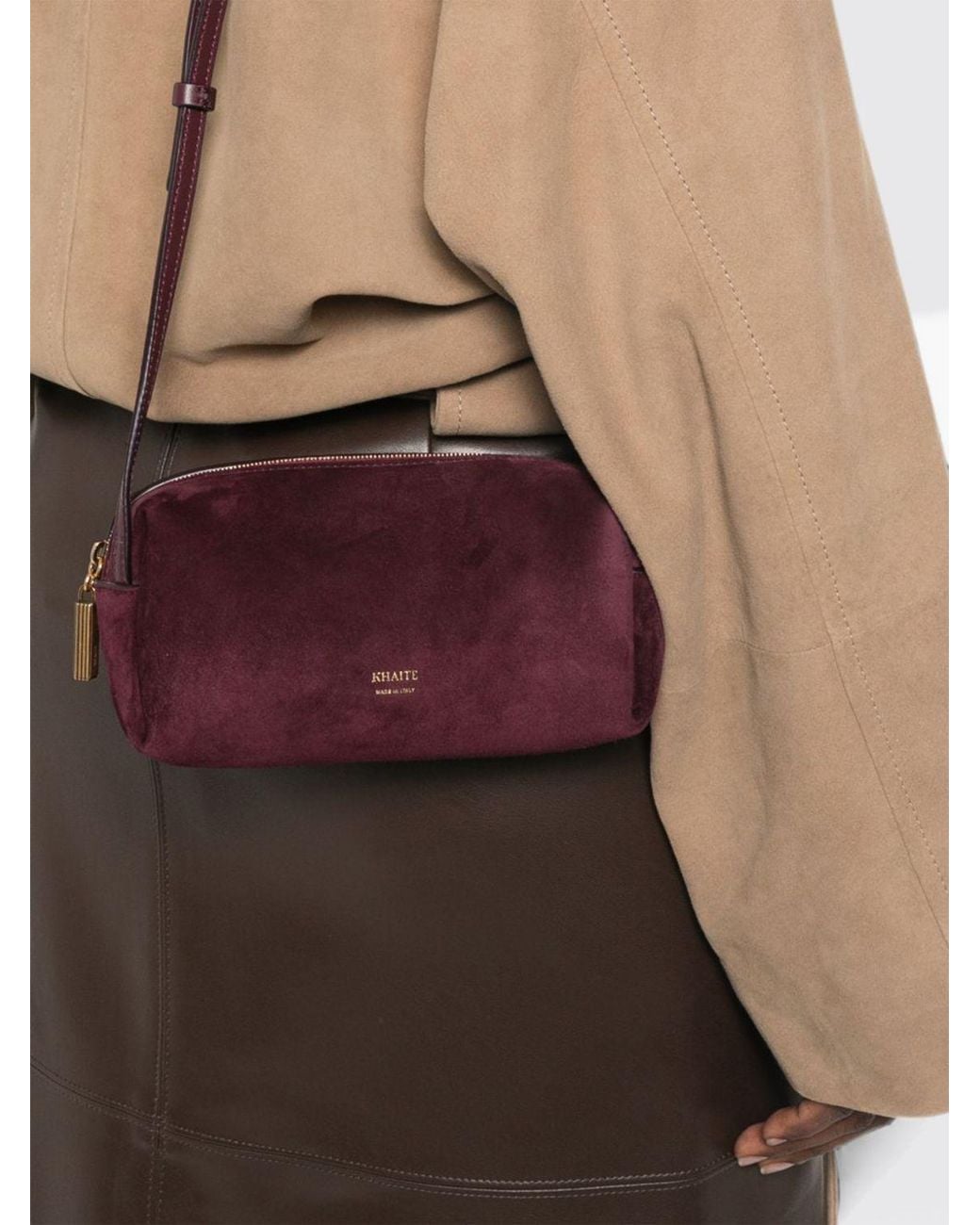 Khaite White Mini Kye Suede And Calfskin Leather Crossbody Bag