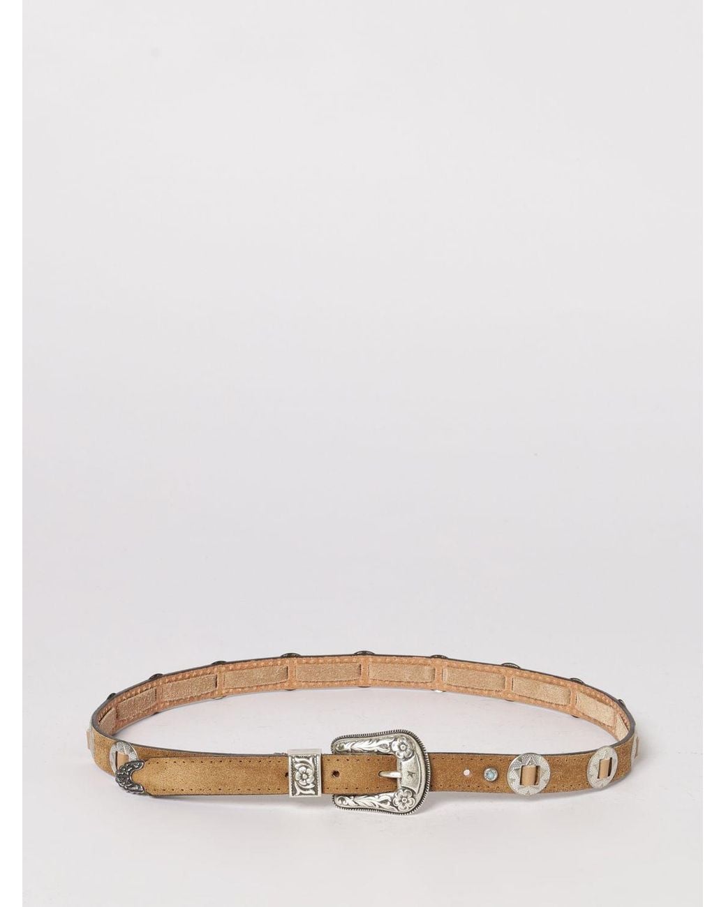 Golden Goose Deluxe Brand Natural Suede Belt With Worked Metal Applications