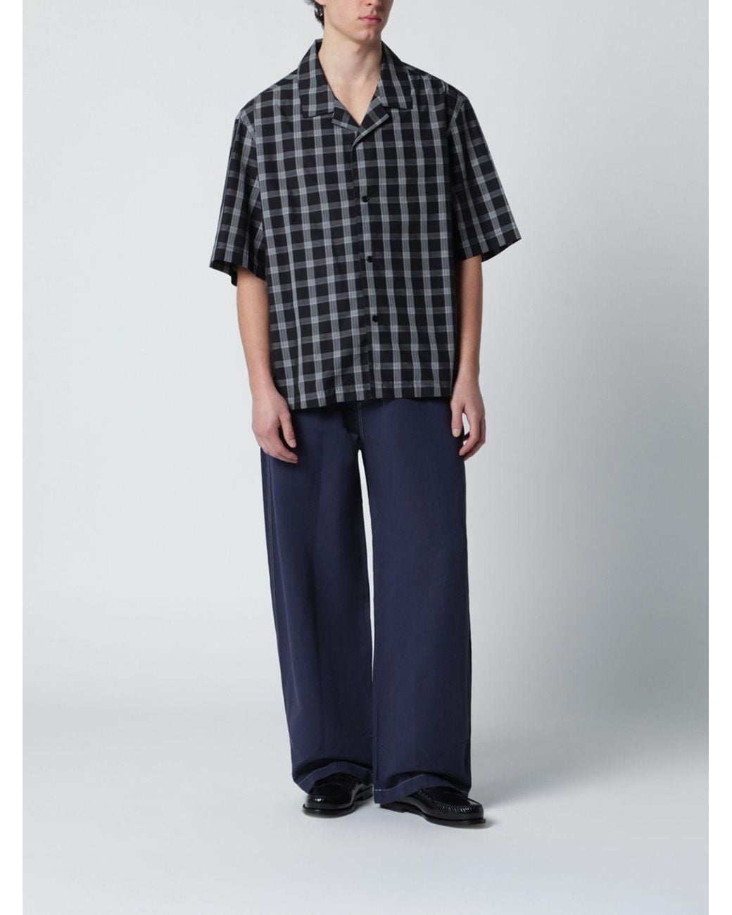 Studio Nicholson Black Casual Checked Cotton Shirt for men