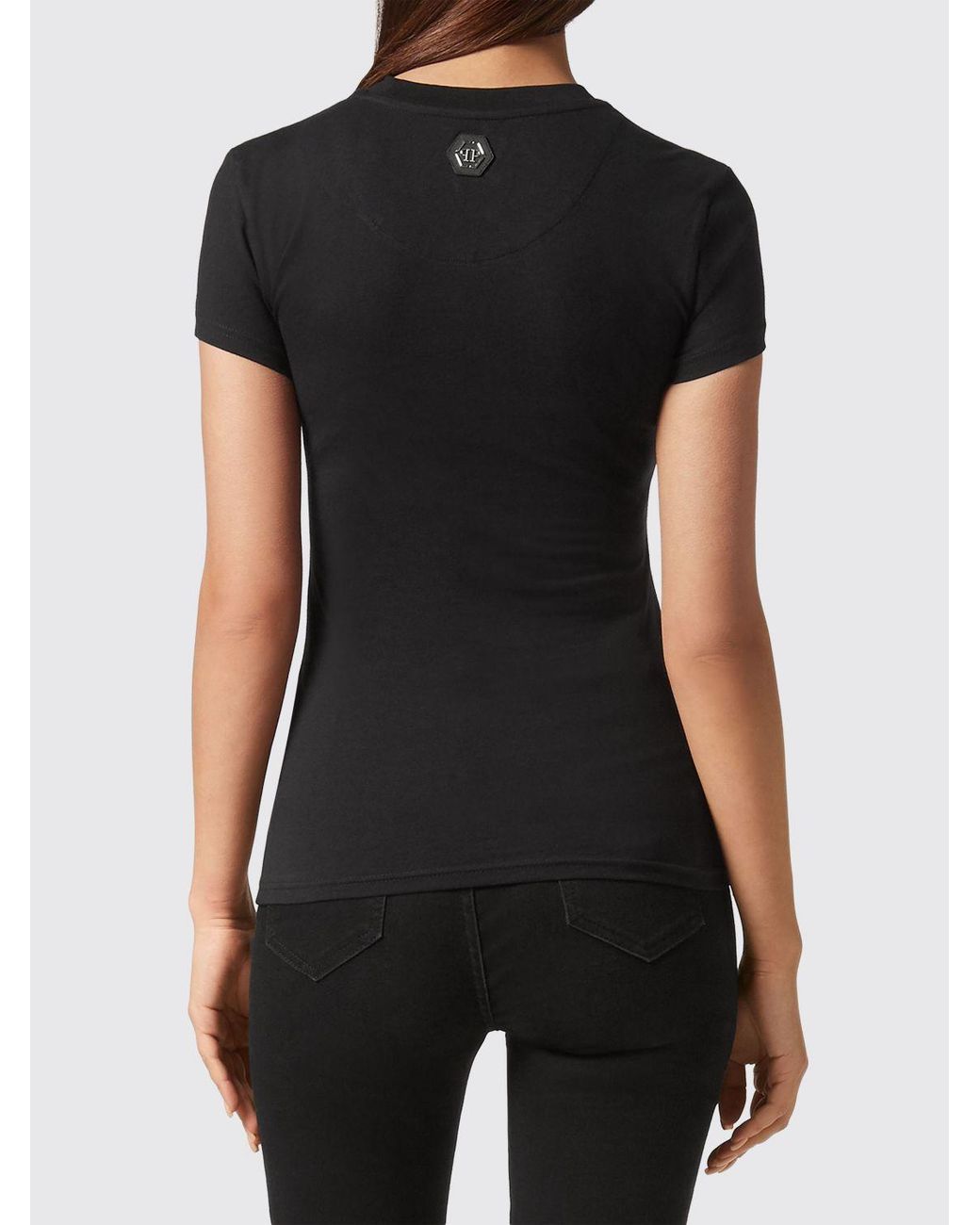 Philipp Plein Black Slim Fit Stretch Cotton T-Shirt With Graphic Logo Print