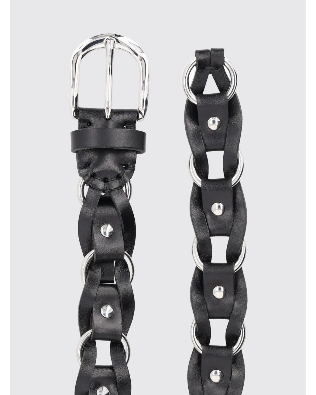 Isabel Marant White Bali Braided Leather Belt With Studs