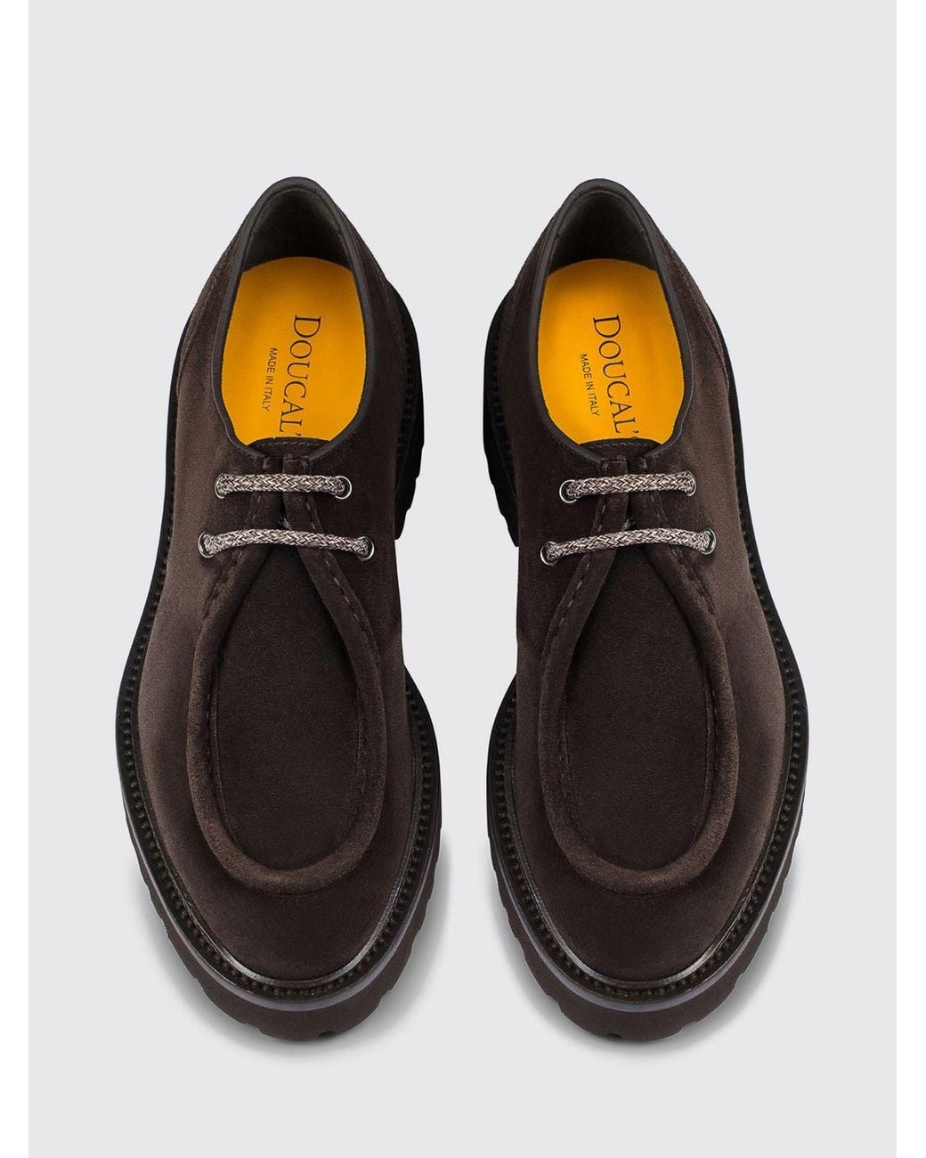 Doucal's White Suede Derby Shoes With Serrated Rubber Sole