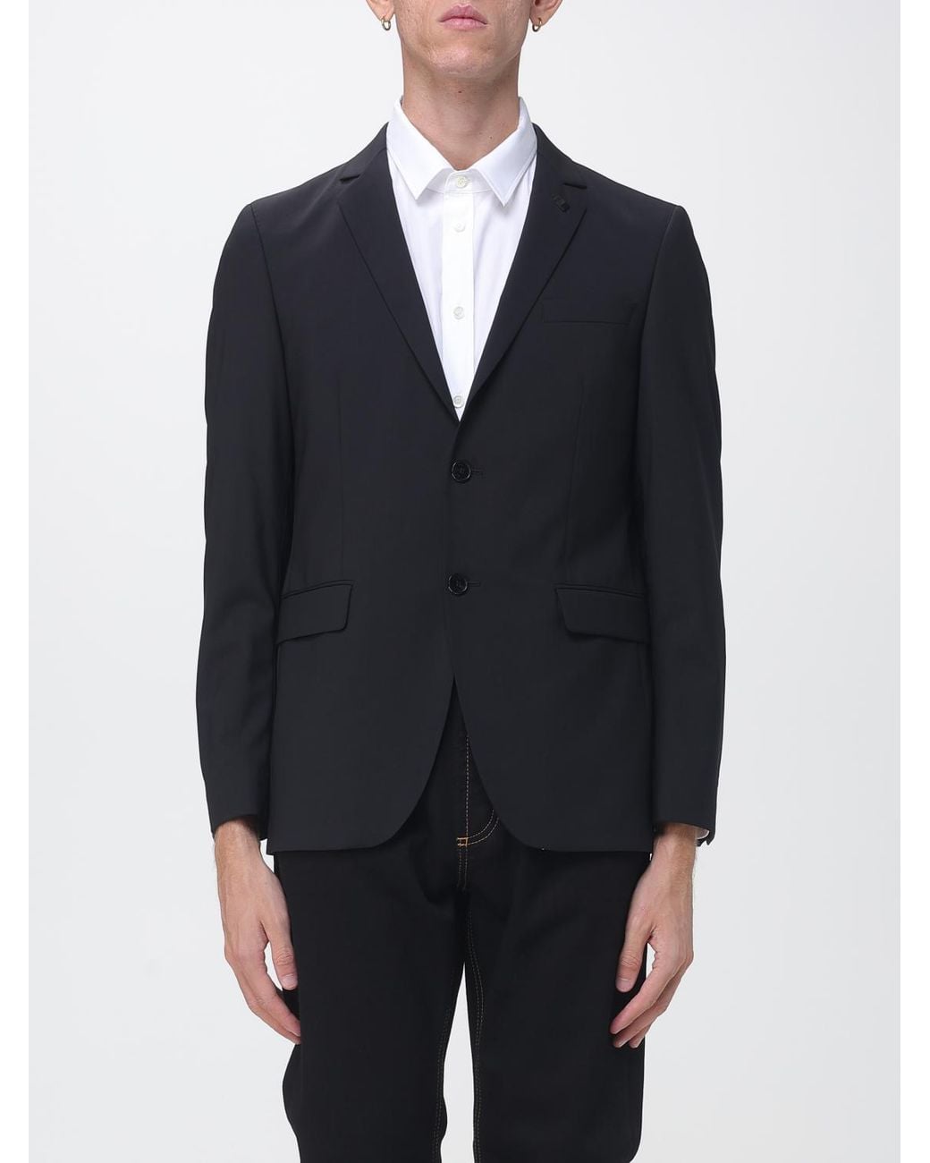 Karl Lagerfeld Blue Single-Breasted Virgin Wool Blazer With Classic Lapels for men
