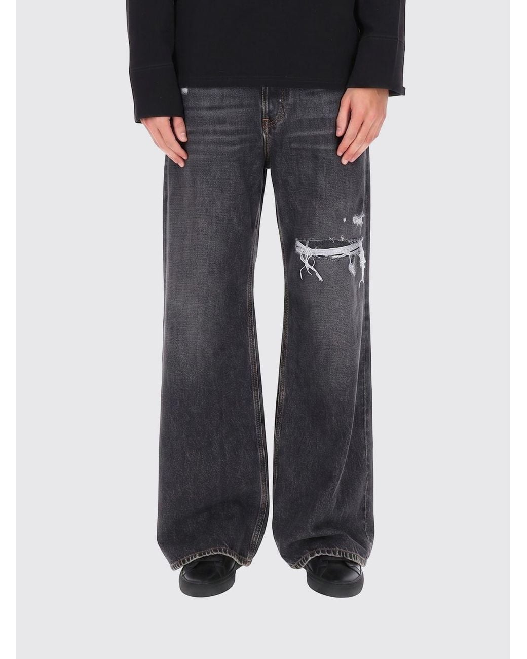 DIESEL Black D-Rise Wide-Leg Jeans for men
