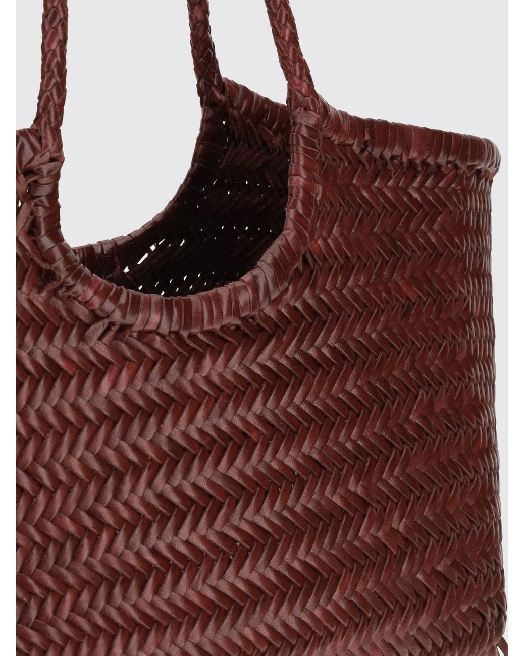 Dragon Diffusion Brown Nantucket Woven Leather Shoulder Bag With Braided Handles