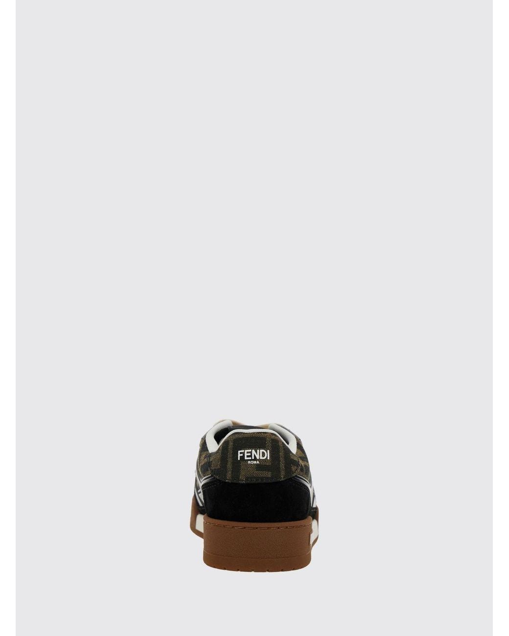 Fendi White Match Suede And Ff Monogram Jacquard Sneakers