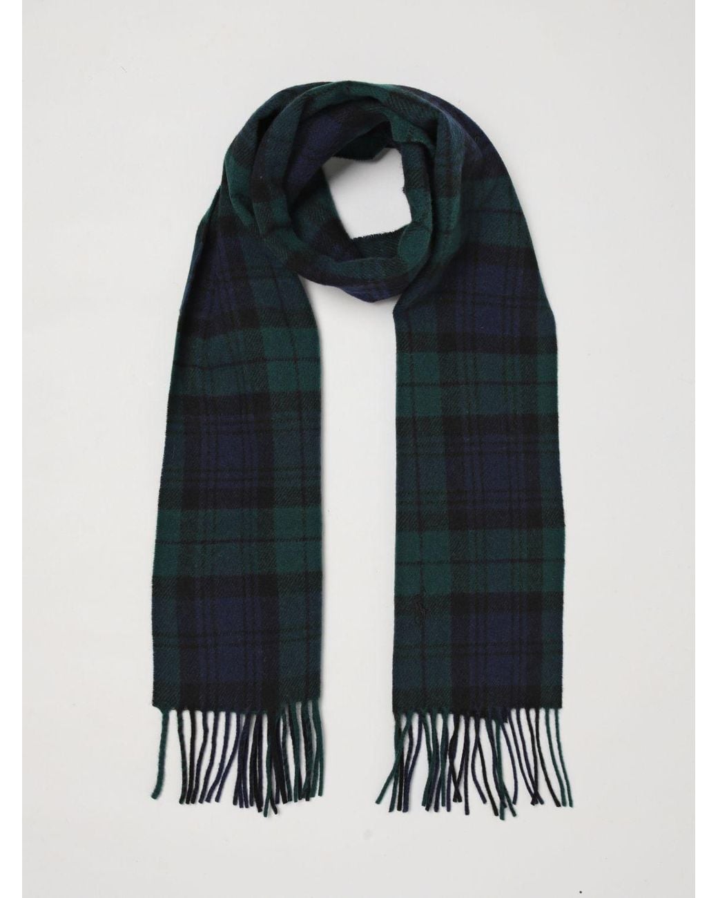 Polo Ralph Lauren Blue Tartan Plaid Wool Scarf for men