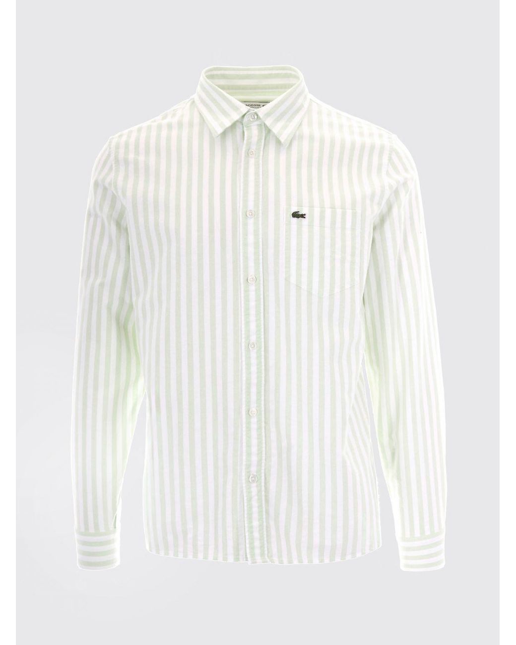 Lacoste Green Striped Cotton Shirt for men