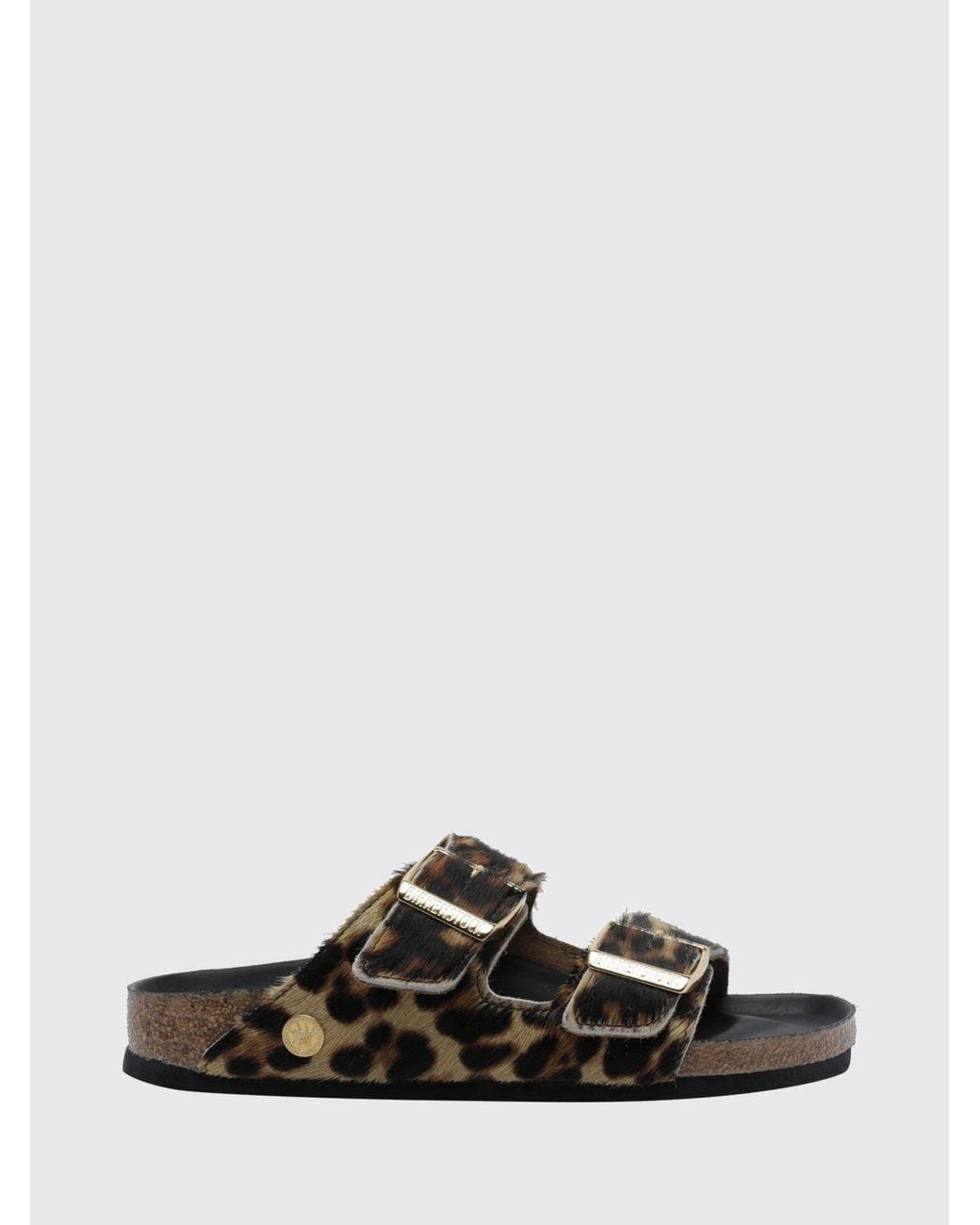 Birkenstock White Arizona Animal Print Pony Hair Flat Sandals