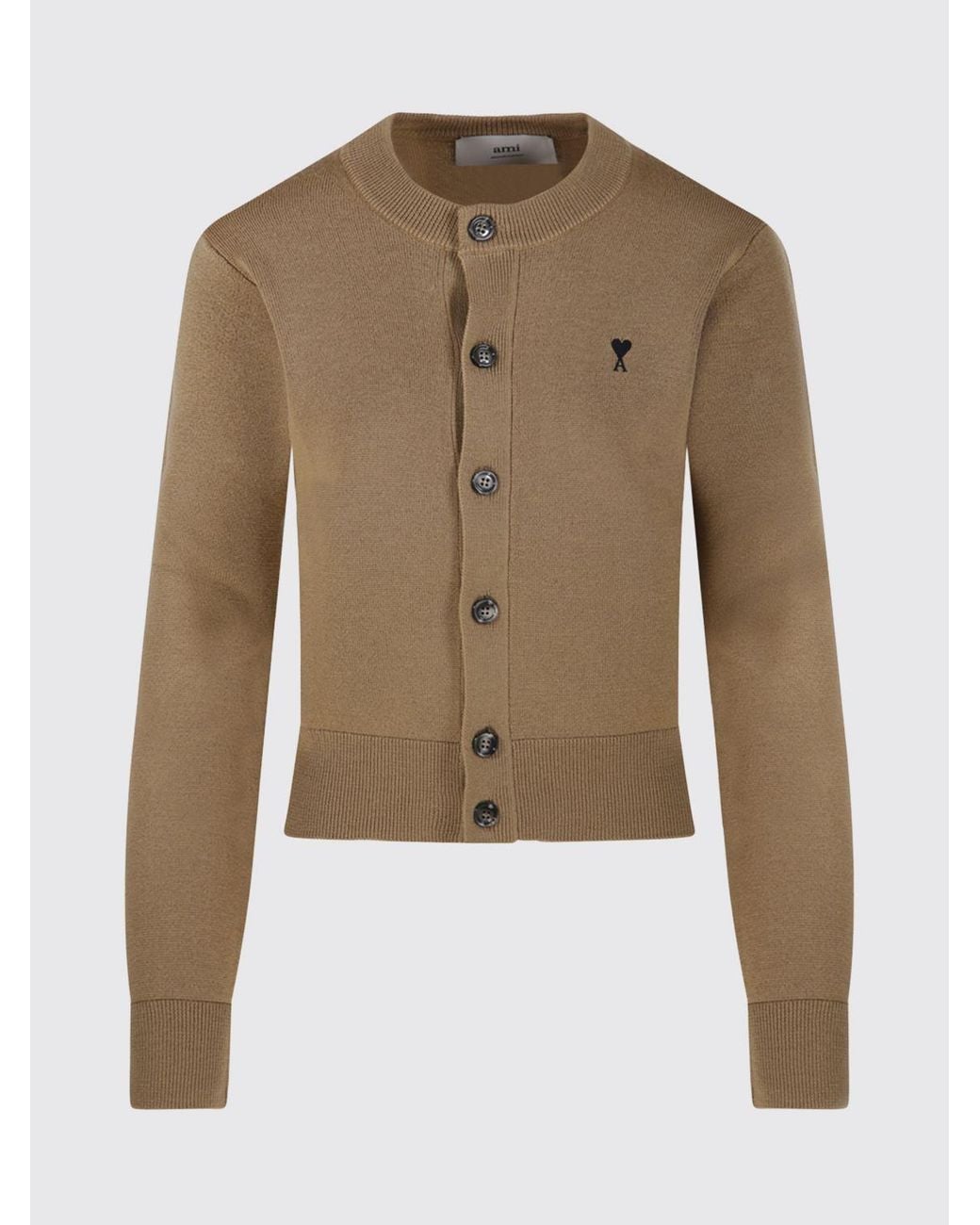AMI Natural Crewneck Cardigan