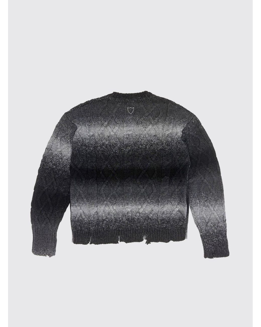 HTC Gray Abstract Pattern Wool Blend Crewneck Jumper With Logo for men