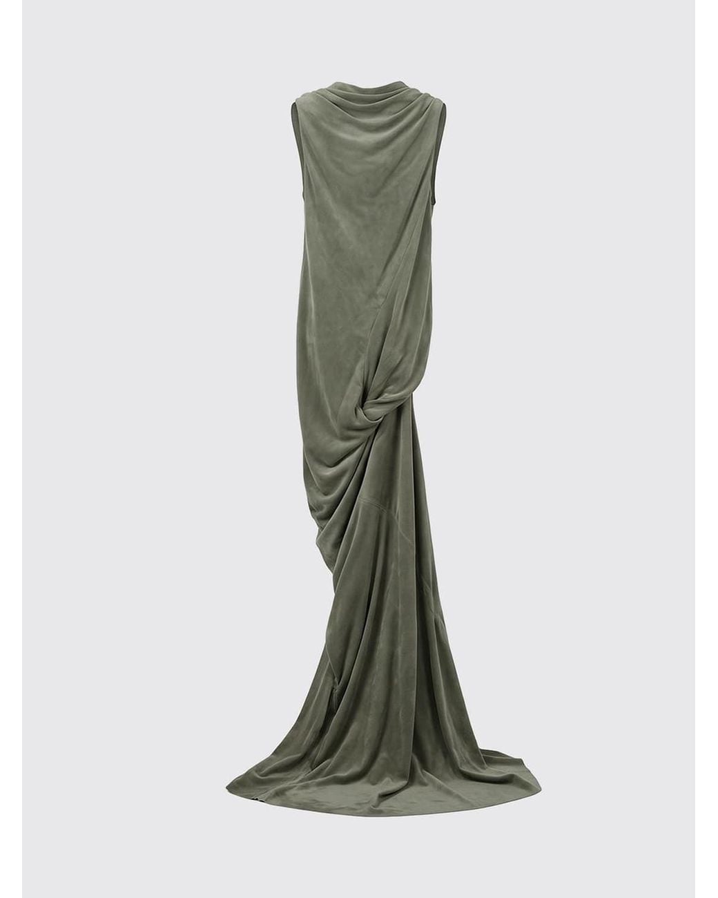 Rick Owens Green Long Asymmetrical Tunic Dress