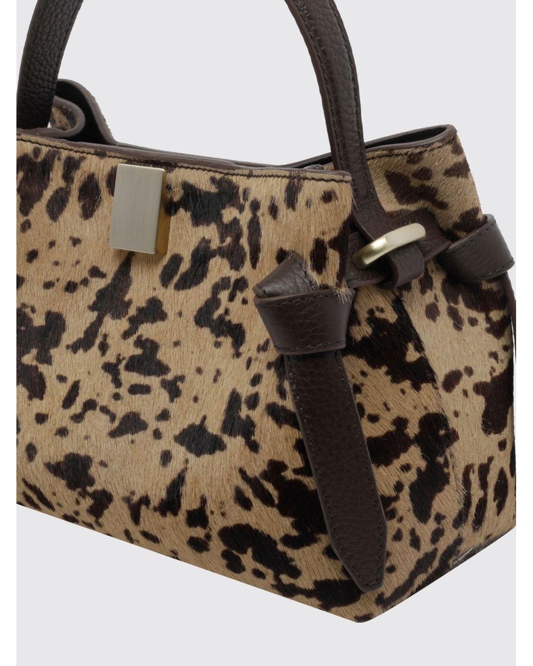 Yuzefi Metallic Gyoza Animal Print Pony Hair Mini Handbag With Shoulder Strap