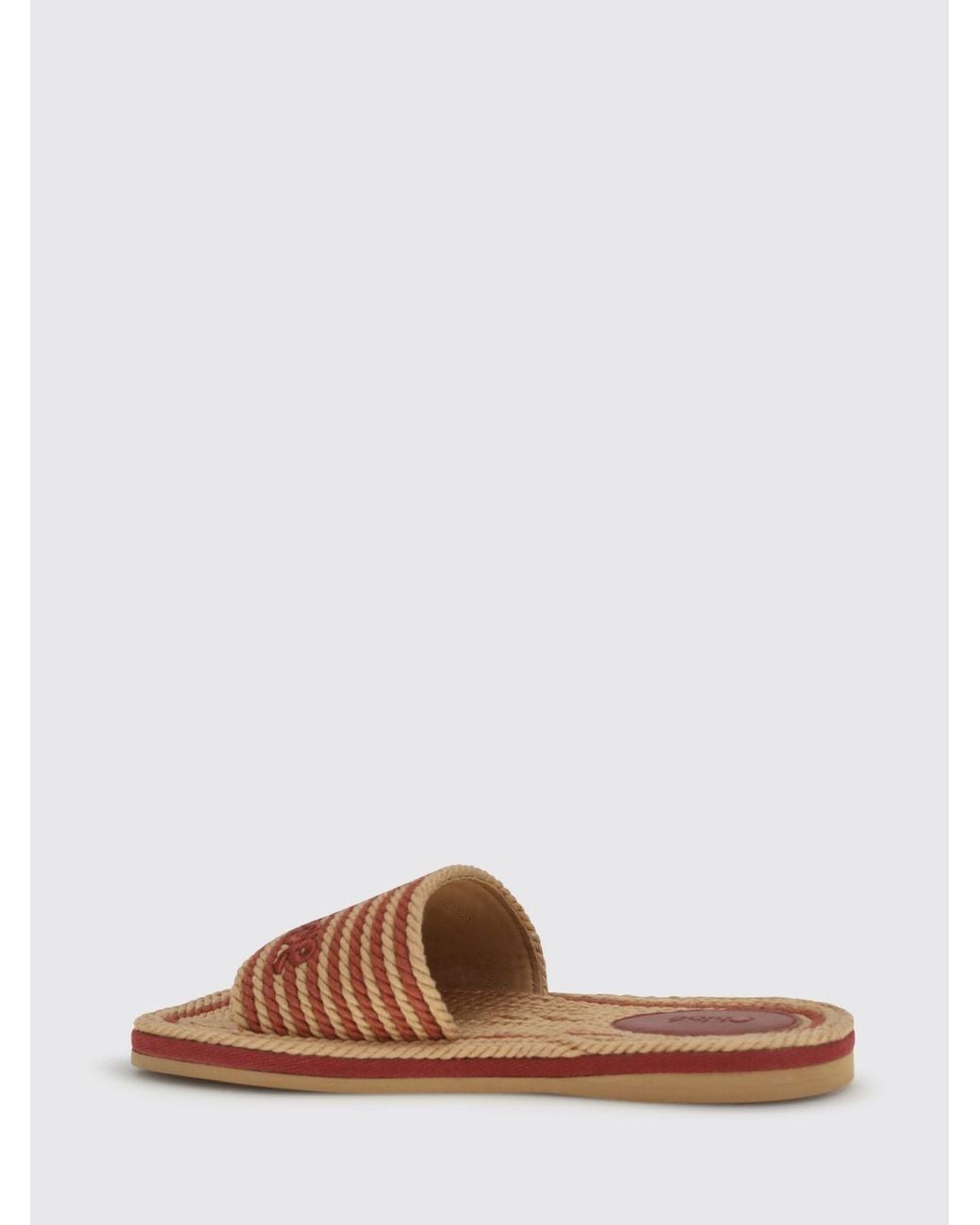 Chloé Brown Chlo&Eacute Striped Woven Rope Sliders