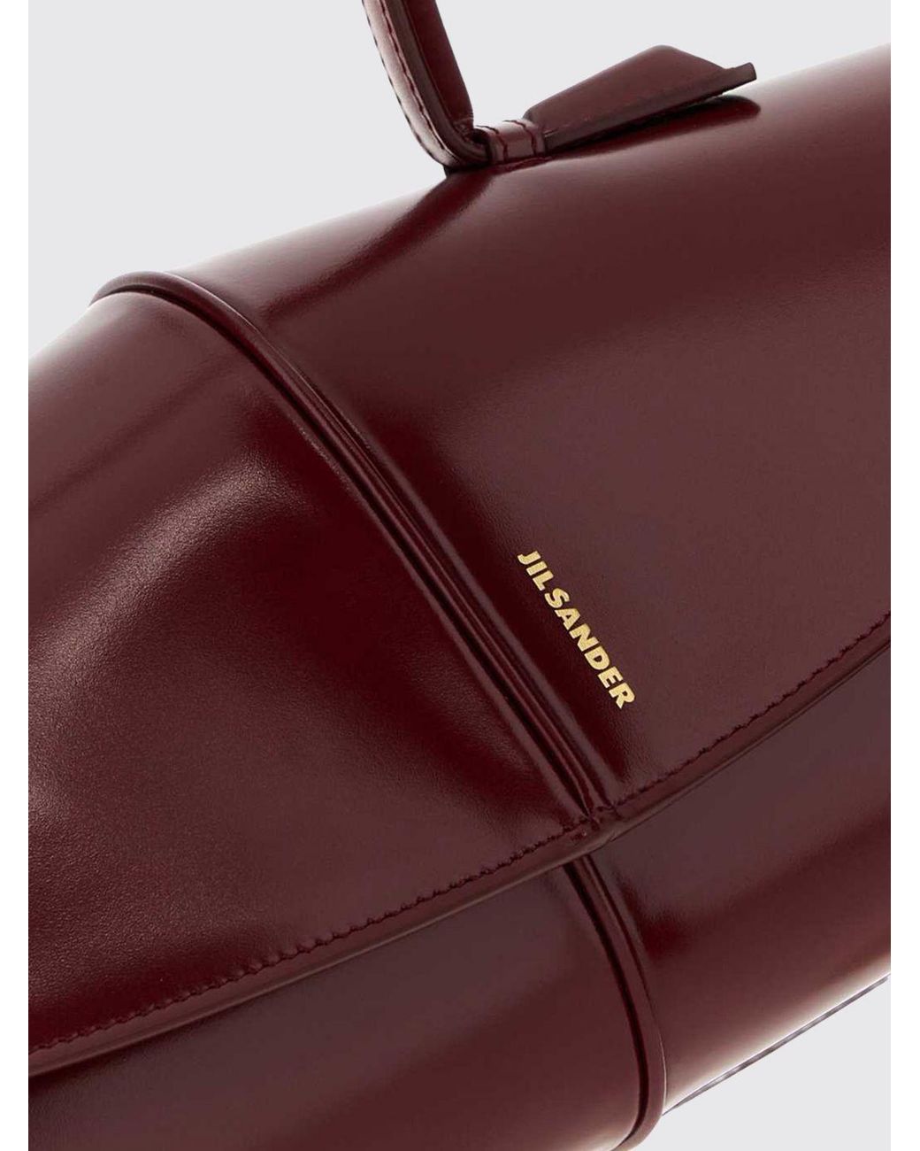 Jil Sander Red Linea Calfskin Leather Shoulder Bag With Tubular Handle