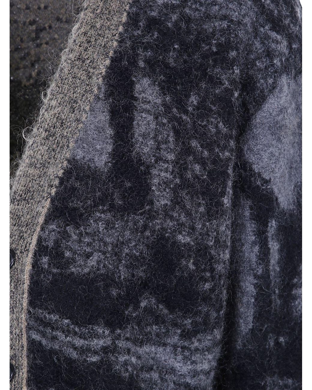 Laneus Blue Abstract Jacquard Mohair Cardigan With V-Neck for men