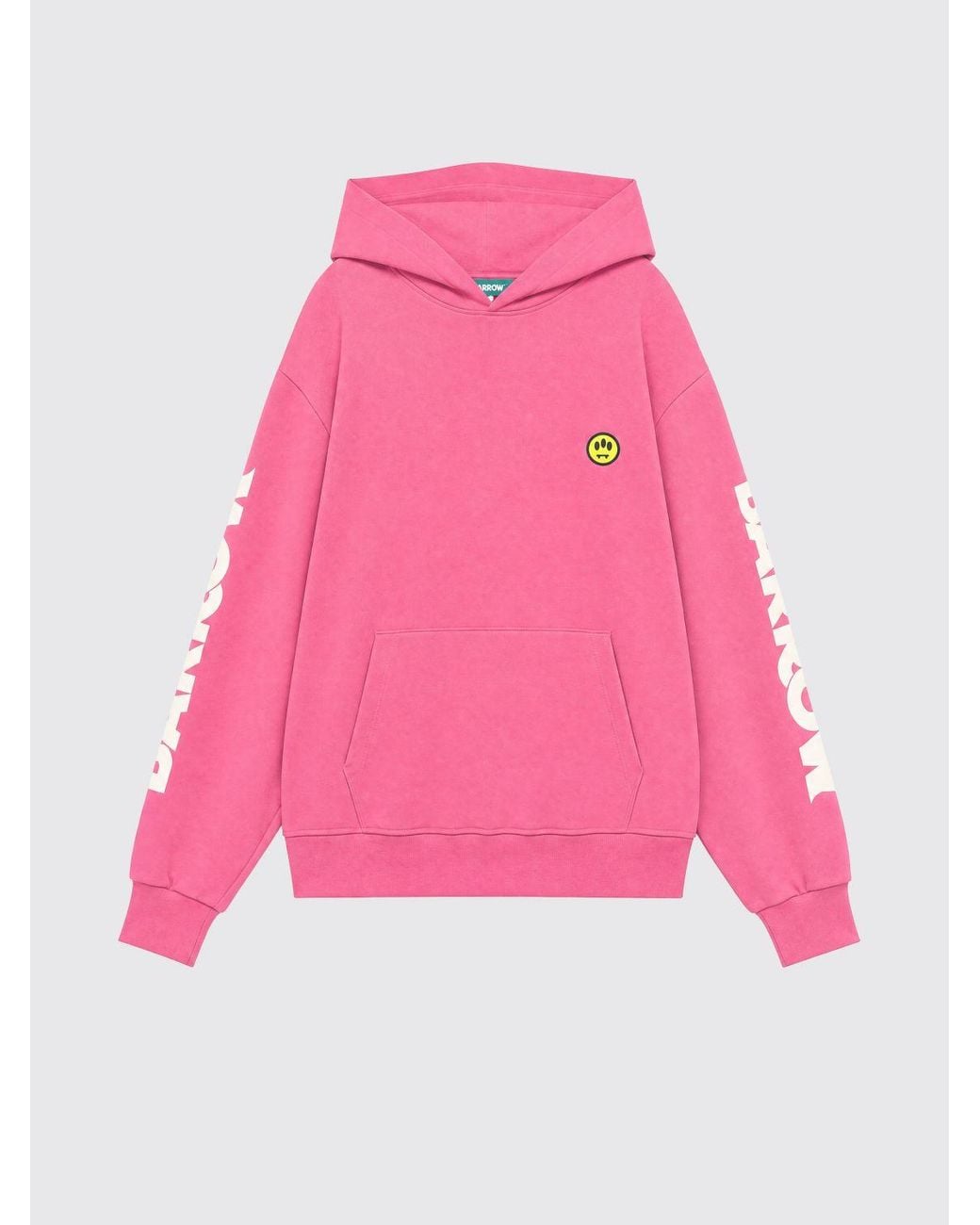 Barrow Pink Cotton Monogram Hoodie With Kangaroo Pocket for men