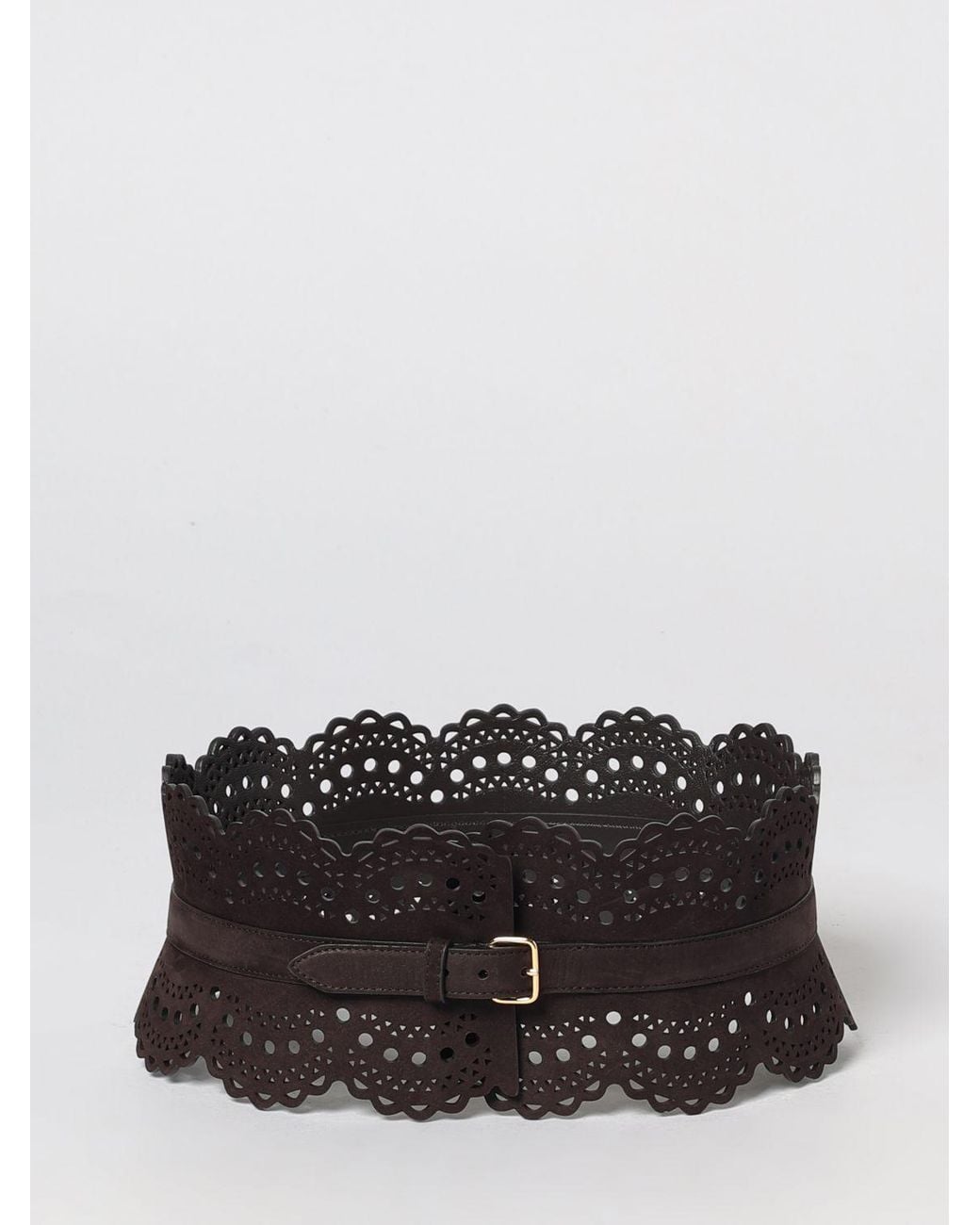 Alaïa Black Perforated Nubuck Leather Bustier Belt