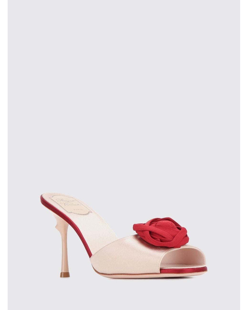 Roger Vivier Pink Rose Vivier Satin Mules With Stiletto High Heel