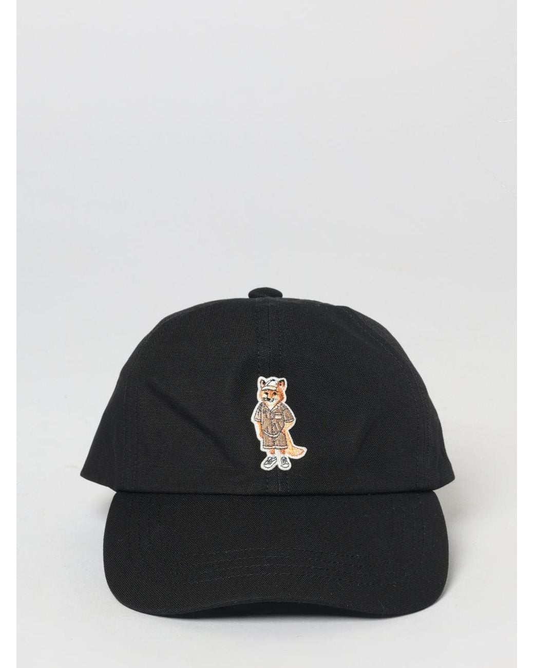 Maison Kitsuné Black Maison KitsunÉ Cotton Hat for men
