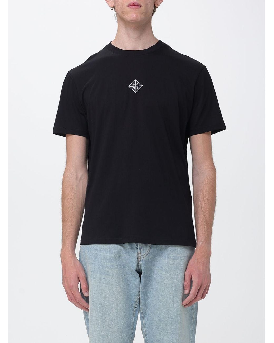 ARMANI EXCHANGE Black Crew Neck T-Shirt With Logo for men