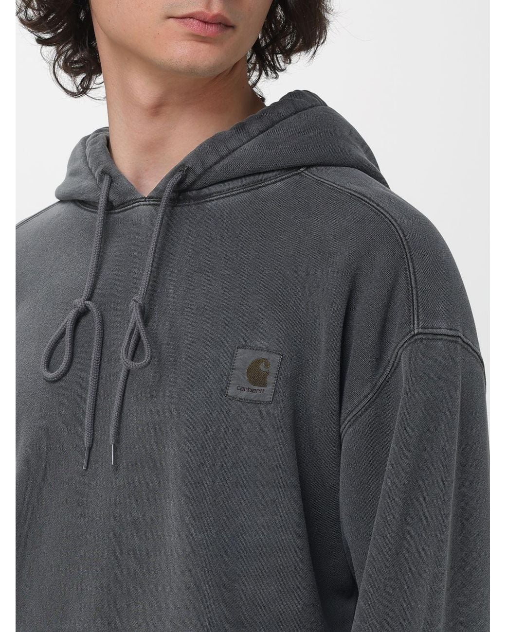 Carhartt Gray Cotton Logo Hoodie for men