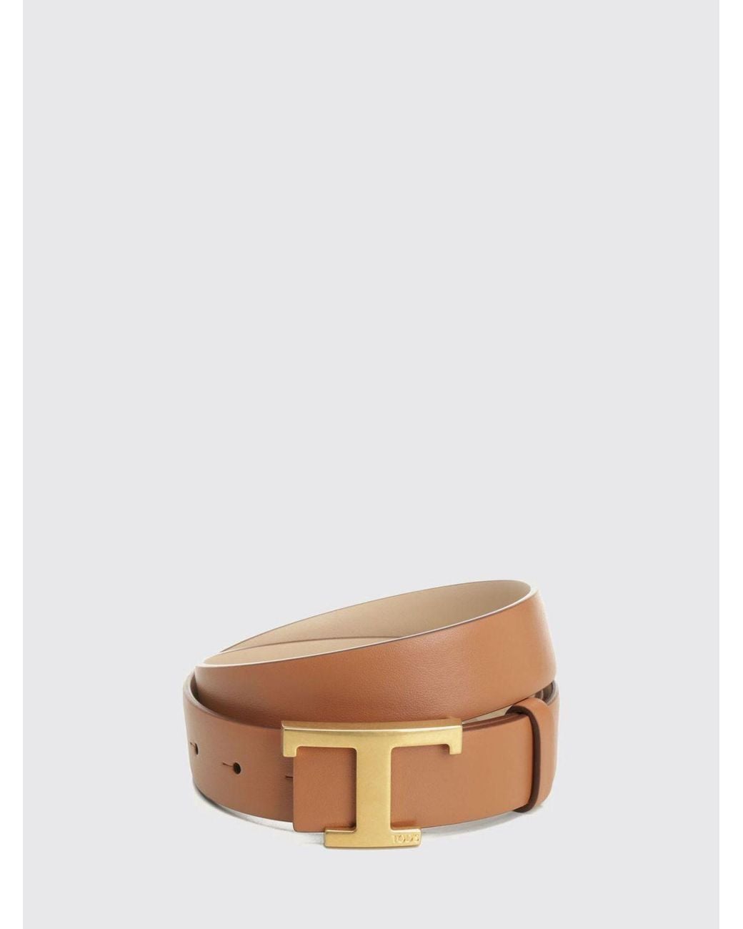 Tod's Natural T Timeless Reversible Smooth Calfskin Belt With Monogram Buckle