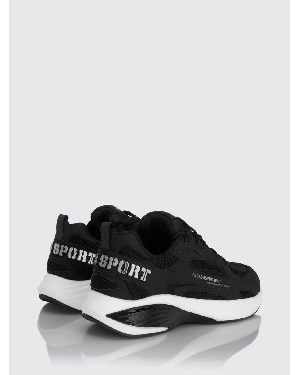 Philipp Plein Black Pegasus Project Mesh And Rubber Sneakers for men
