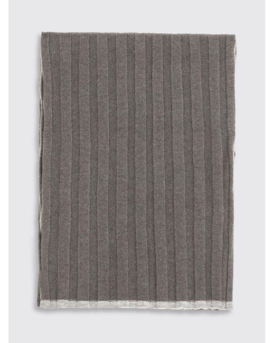 Brunello Cucinelli Gray Solid Colour Pure Cashmere Scarf With Fringed Edges for men