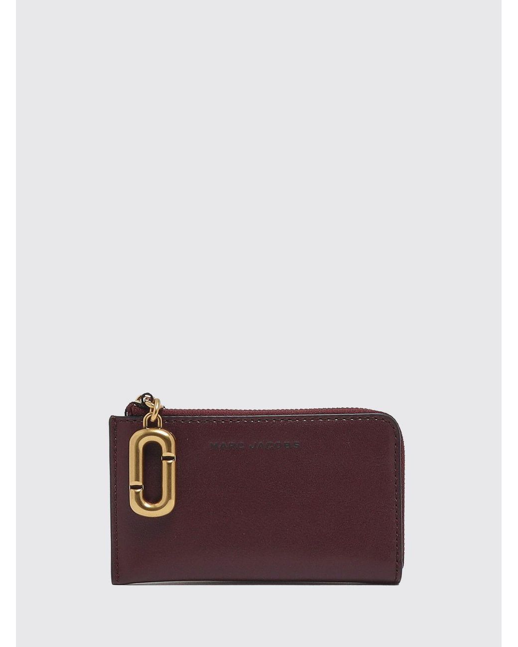Marc Jacobs Purple Leather Card Holder With A Zip Closure And Four Card Slots