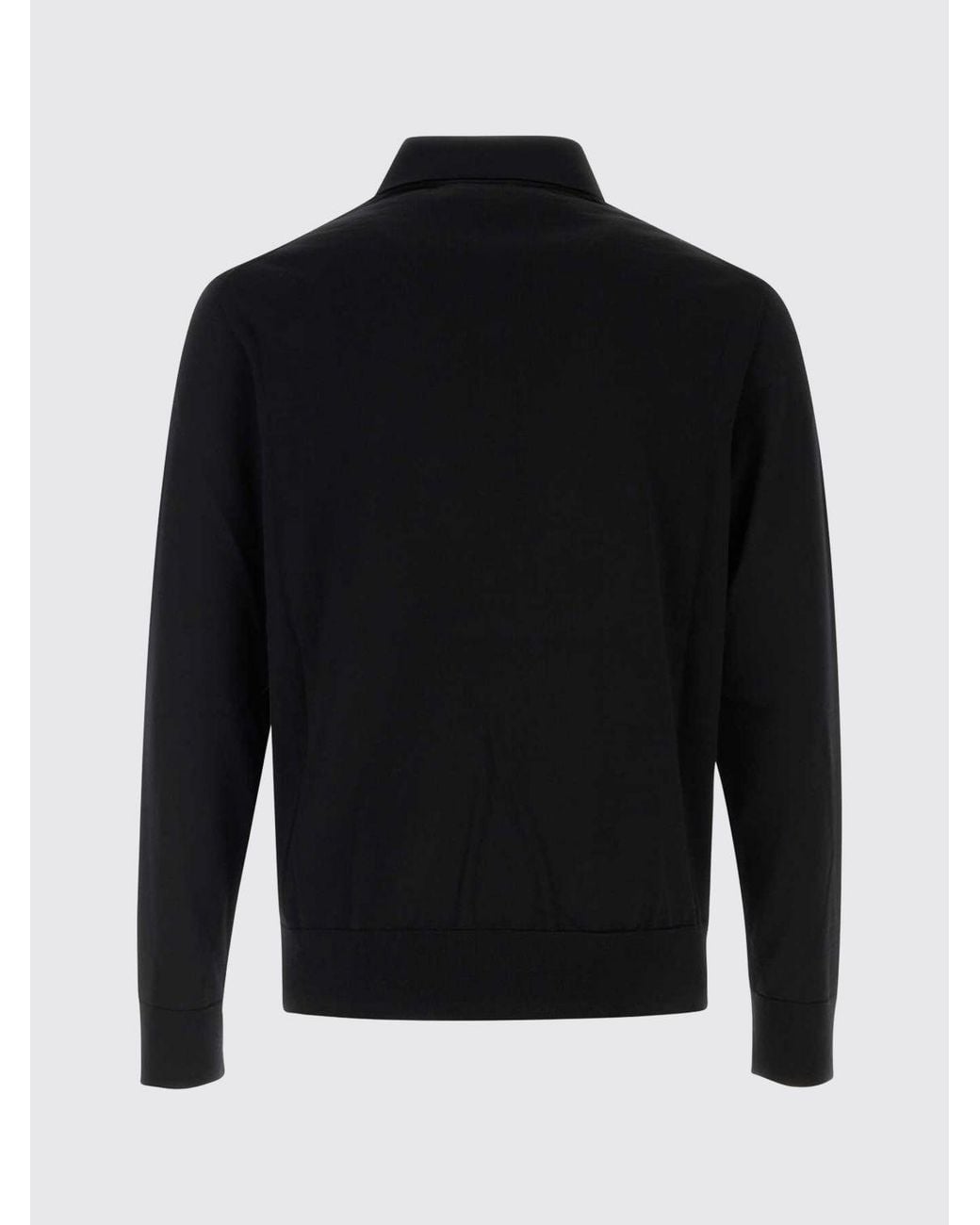 Burberry Blue Ekd Logo Long-Sleeved Knitted Wool Polo for men