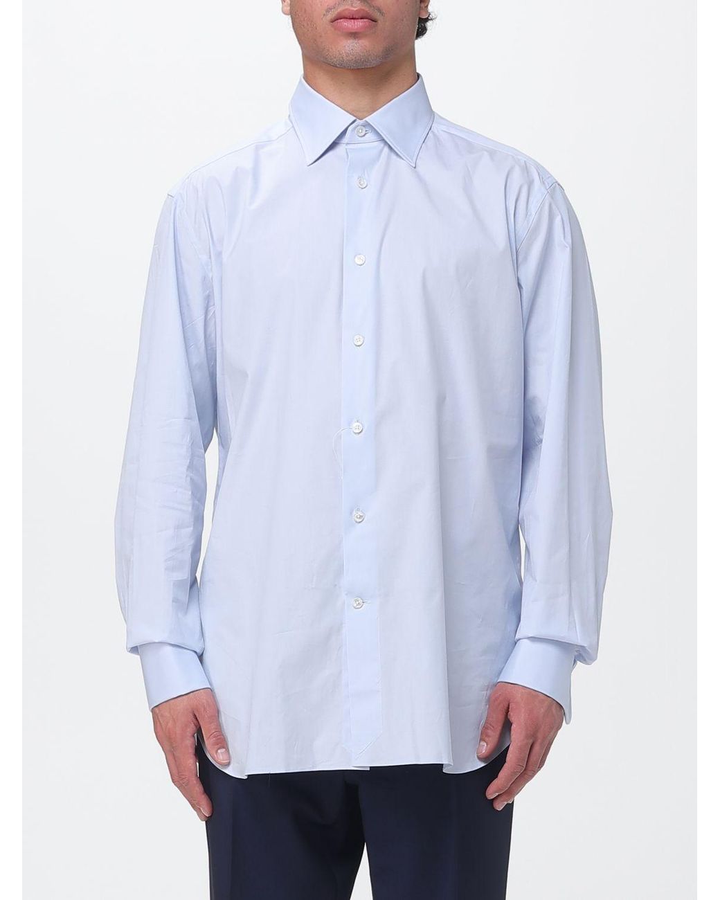 Zegna Blue Classic Stretch Poplin Shirt for men