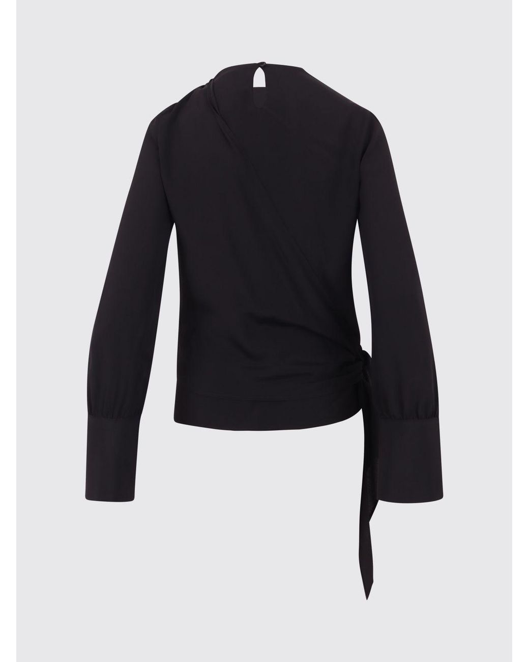 FEDERICA TOSI Blue Draped Viscose Blouse With Ruched Shoulders And Belt