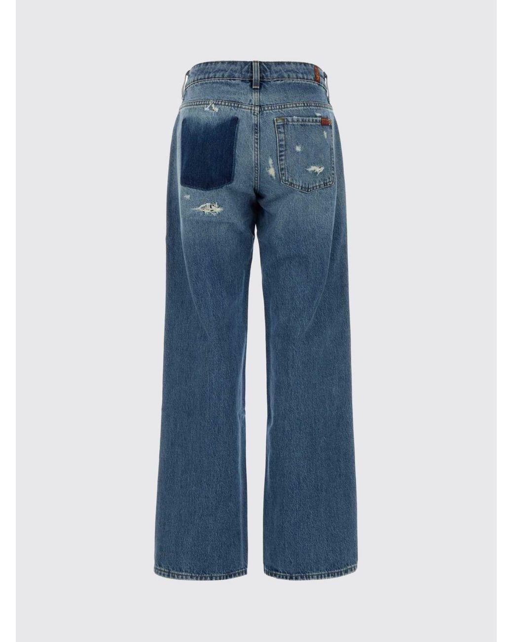 7 For All Mankind Blue High-Waisted Wide Leg Jeans