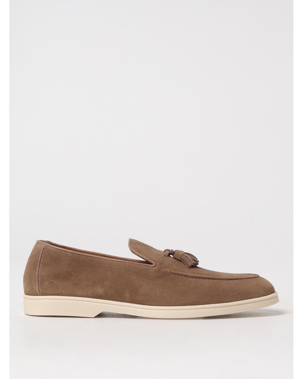 Doucal's Brown Suede Loafers With Tassels for men