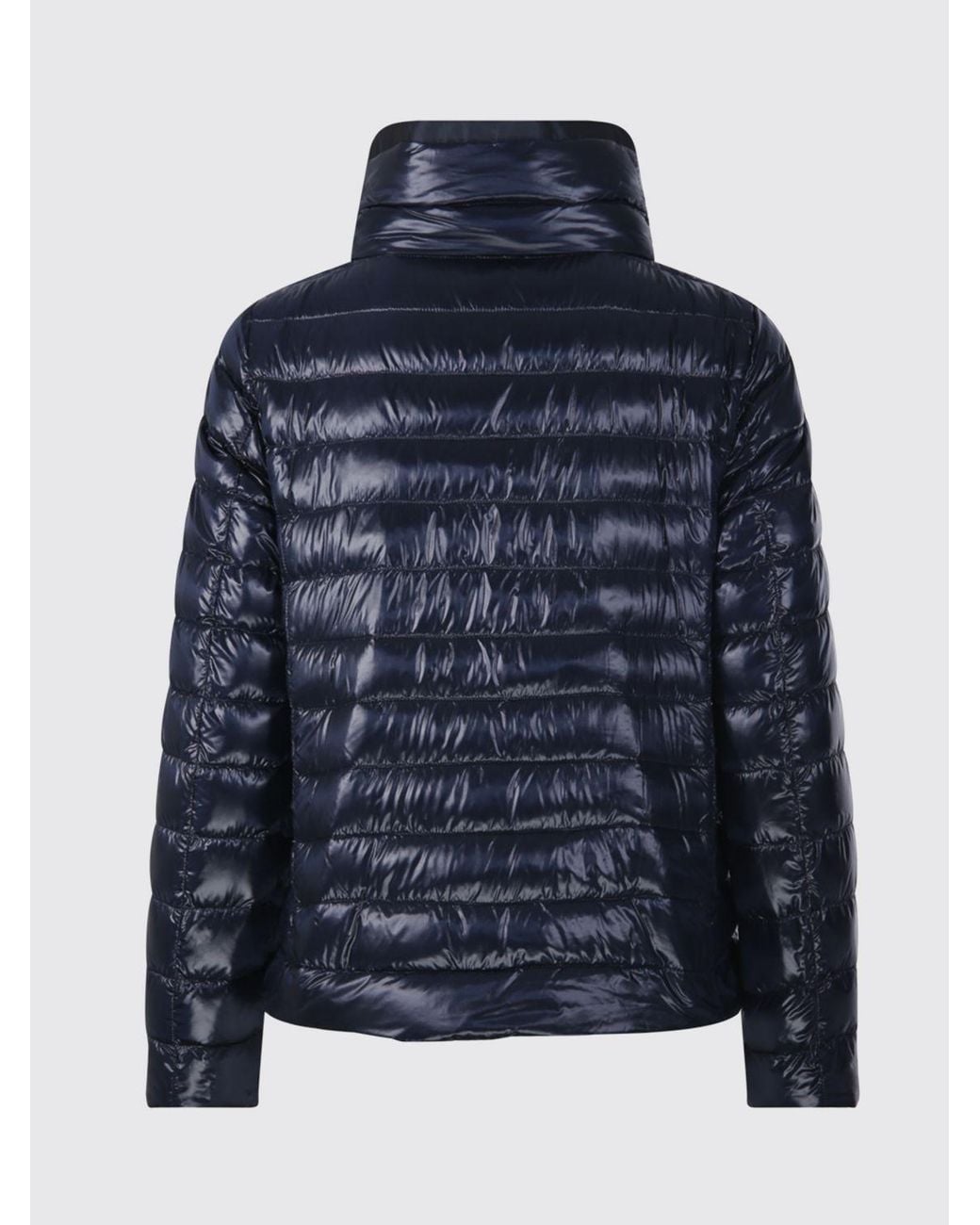 Herno Blue Short Reversible Quilted Ultra-Light Nylon Down Jacket