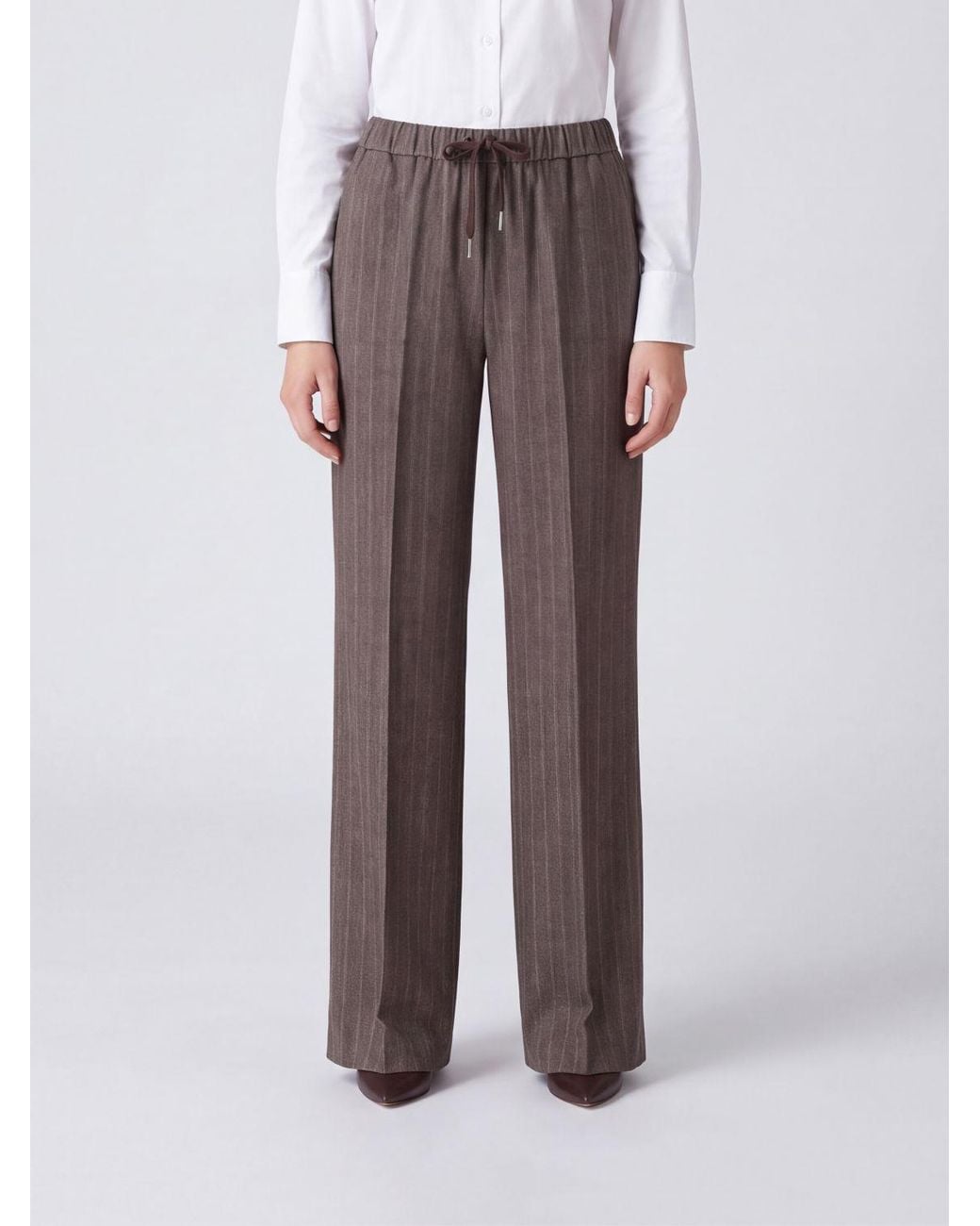 Circolo 1901 Brown Pinstriped Palazzo Trousers