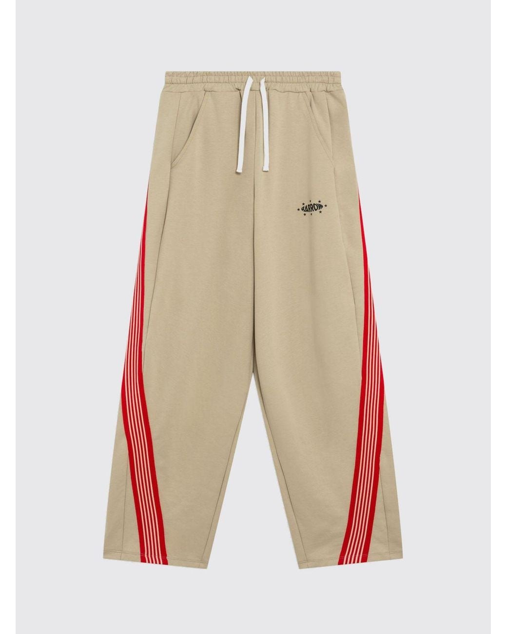 Barrow Natural Striped Wide-Leg Cotton Jogging Trousers With Mid-Rise Waist