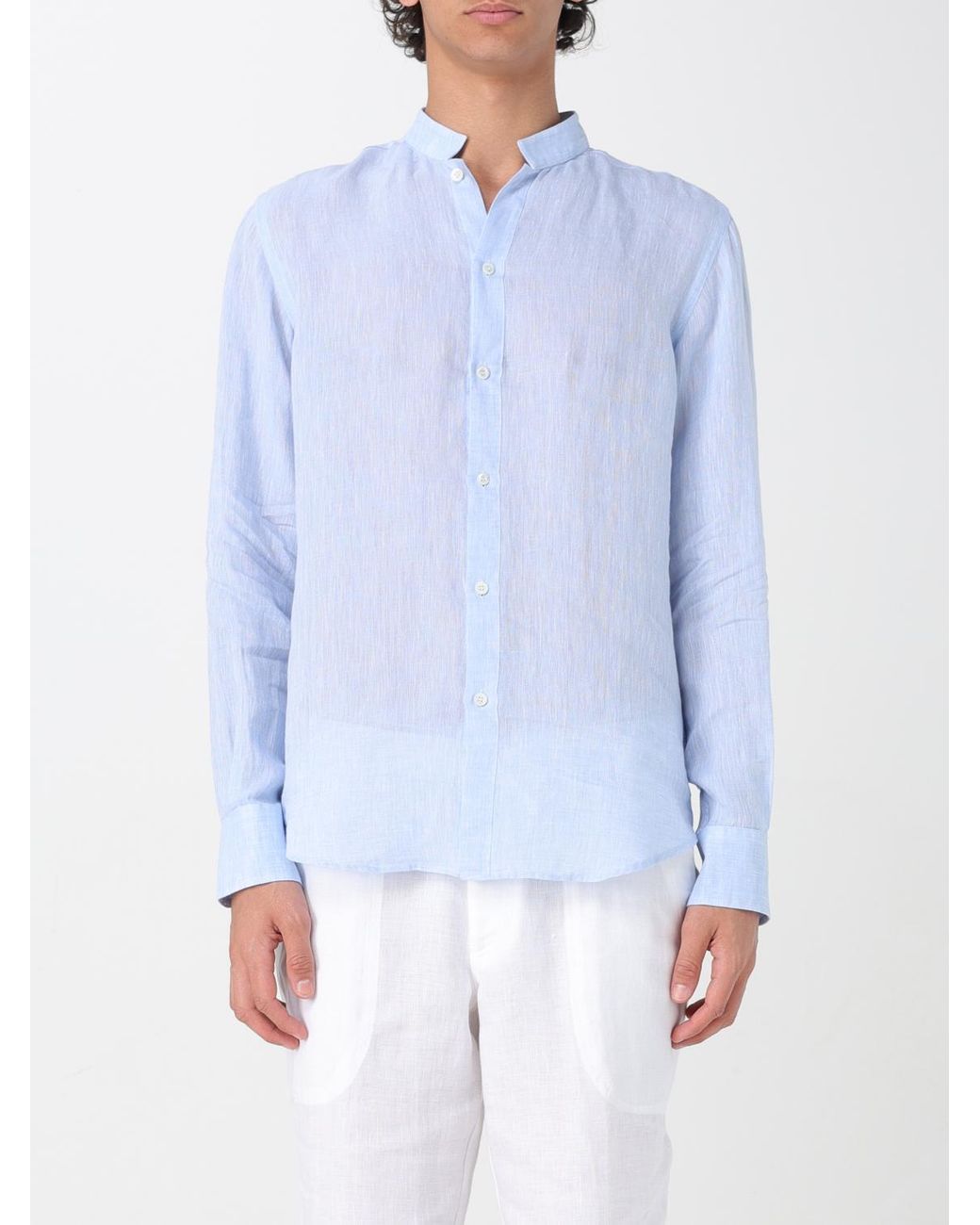 Kampos Blue Classic Linen Shirt for men