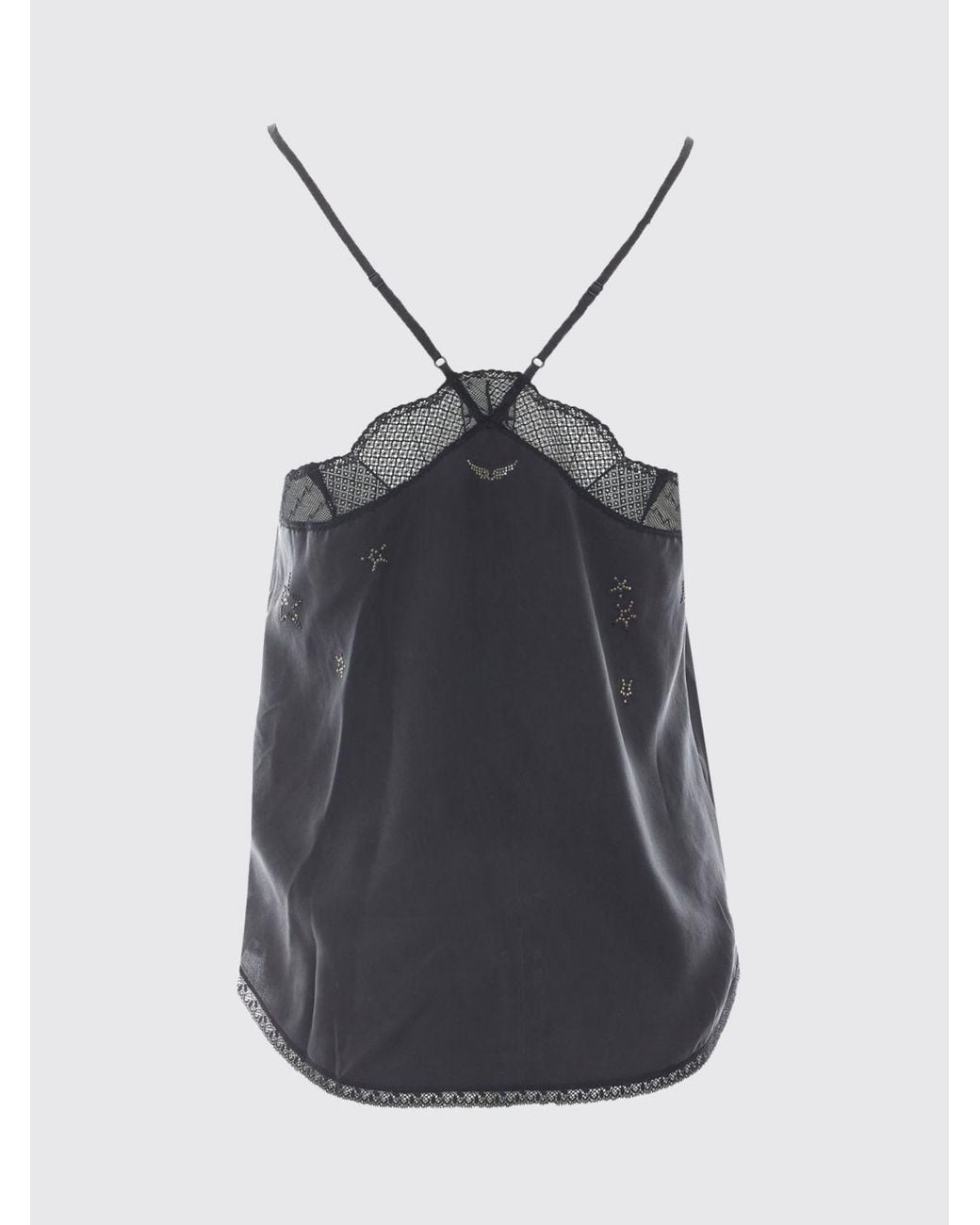 Zadig & Voltaire Blue Zadig &Amp Voltaire Crystal-Embroidered Silk And Lace Evening Top