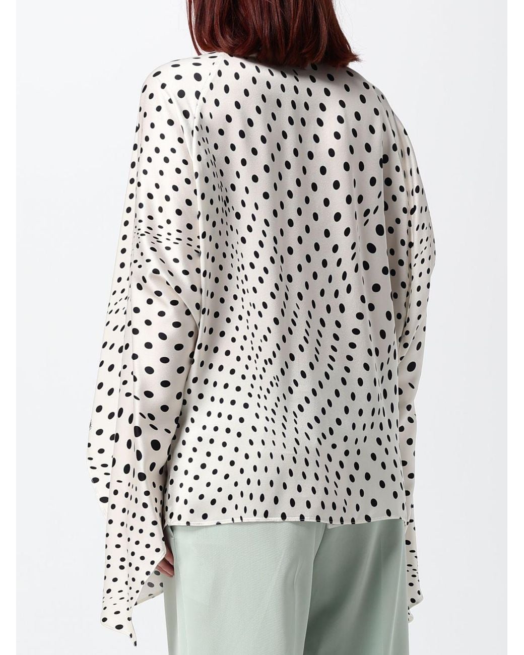 Stella McCartney White Polka-Dot Viscose Shirt With Pussy-Bow Collar