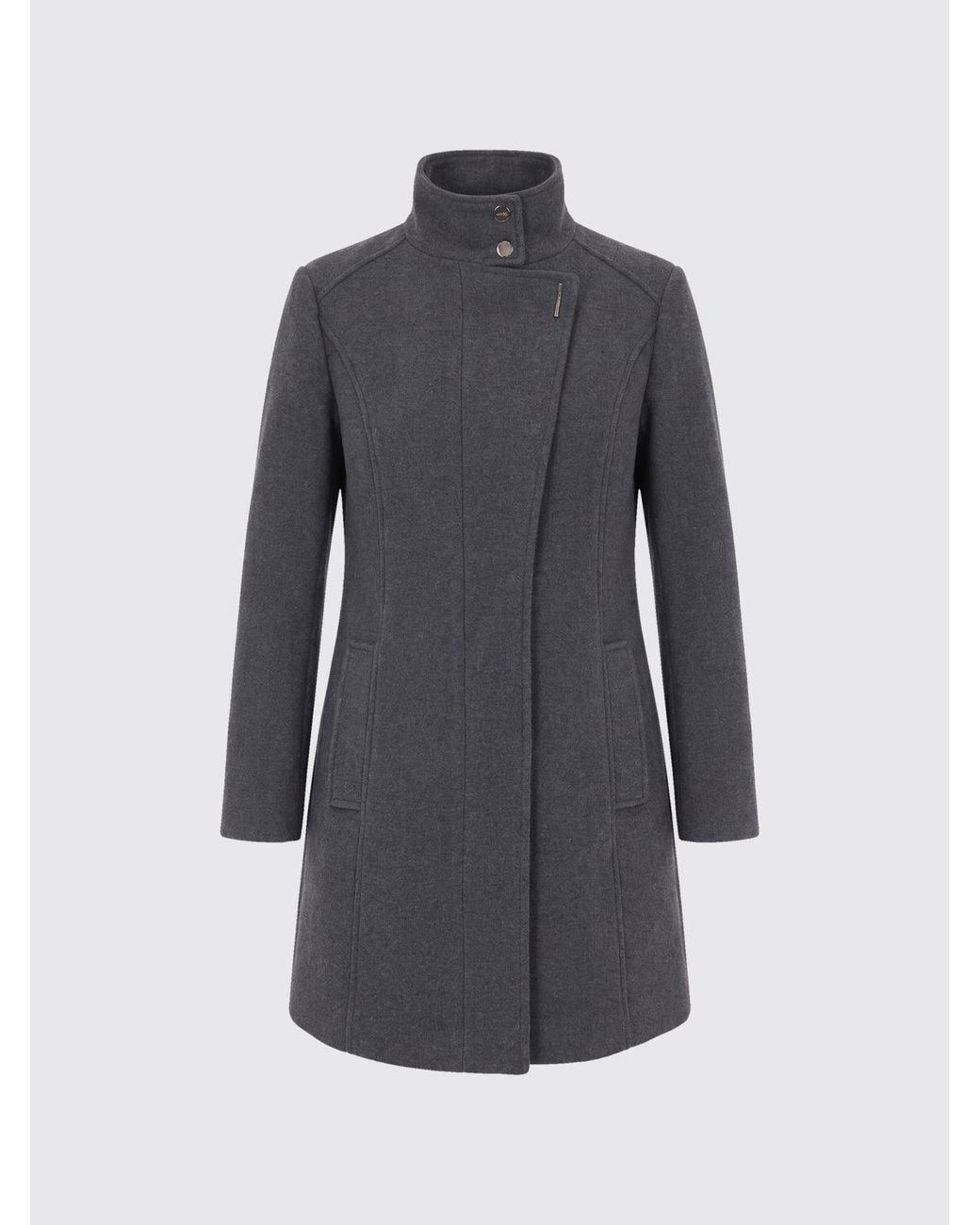Liu Jo Gray Knee-Length Double-Breasted Wool-Blend Coat With High Neck