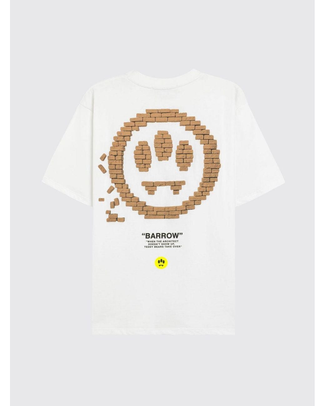 Barrow White Graphic Print Cotton T-Shirt With Contrast Logo for men